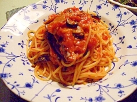 なすのプッタネスカ風トマトソースパスタ